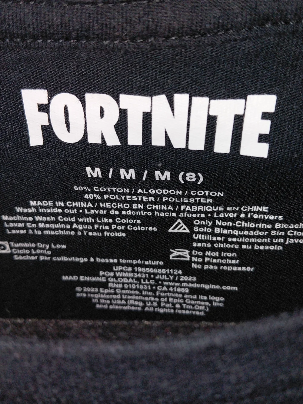 MAD Engine Fortnite Black Tee with Multicolor Logo #2217